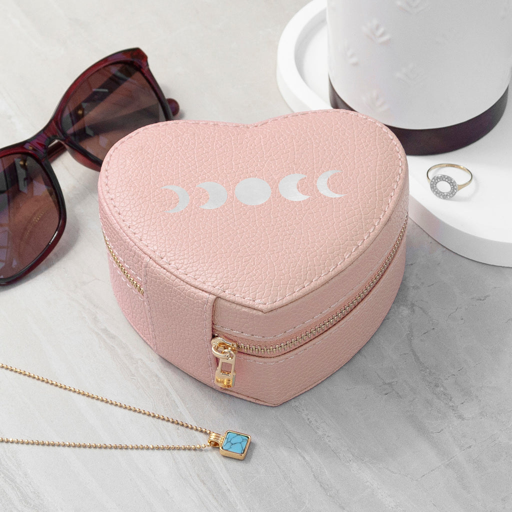 Moon Phase Pink Heart Jewellery Case