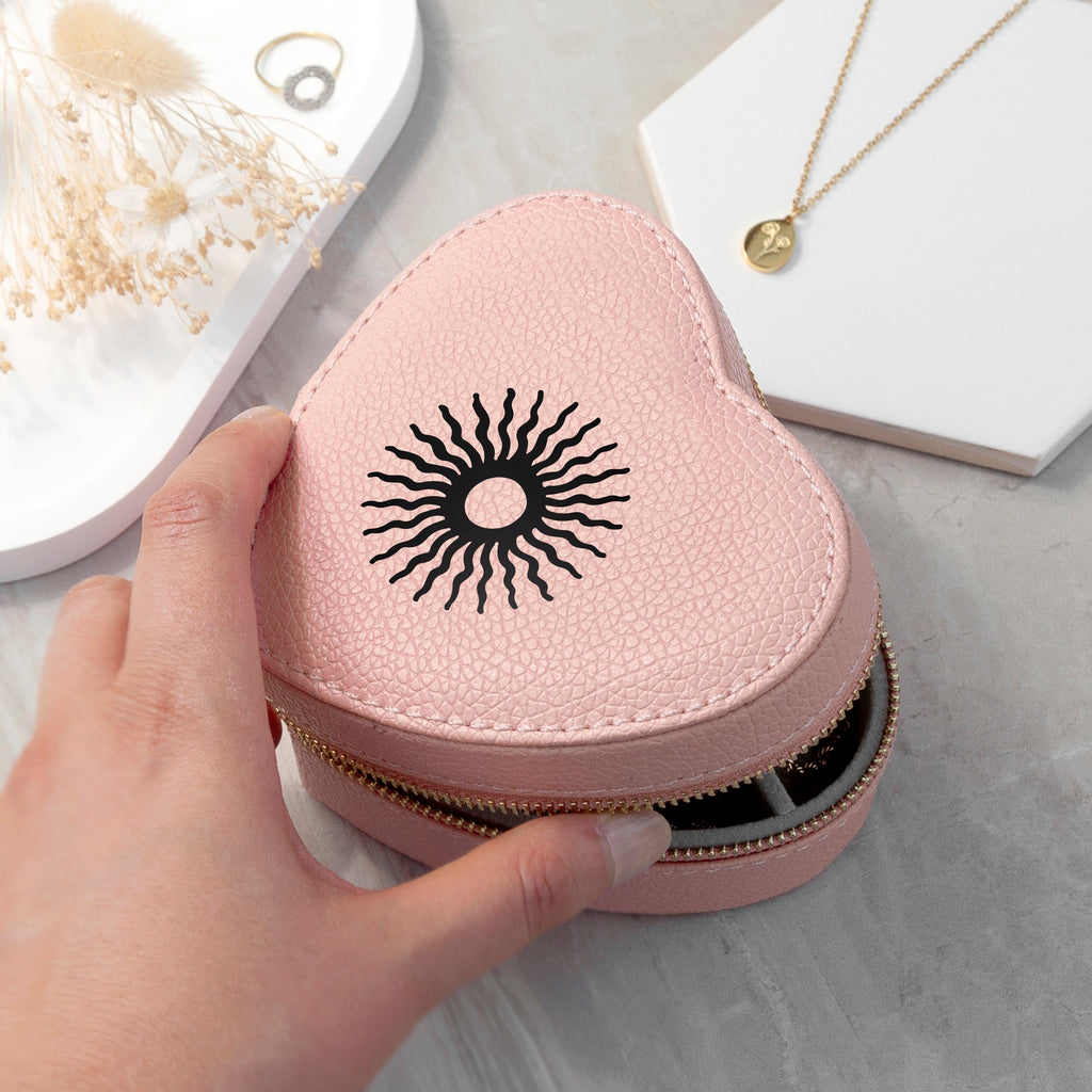 Customisable Sun Pink Heart Jewellery Case