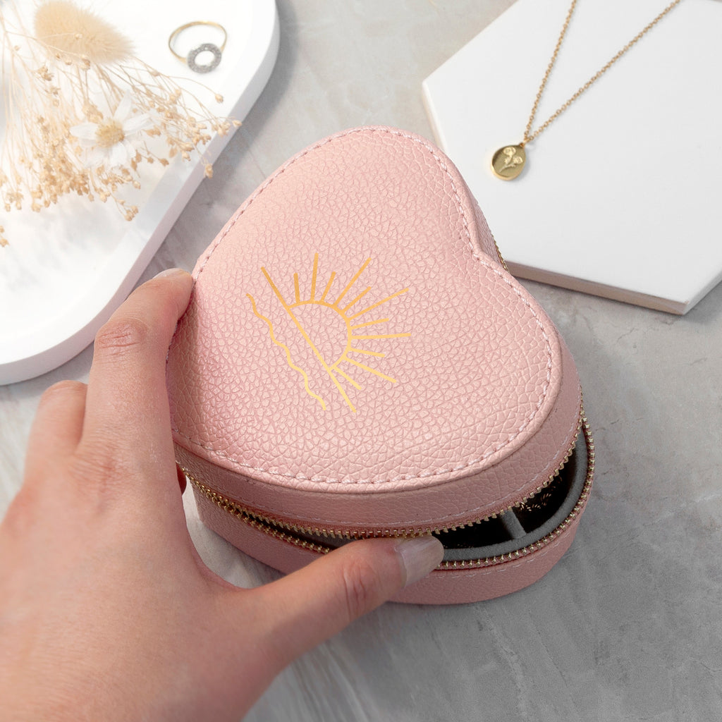 Sunset Pink Heart Jewellery Case