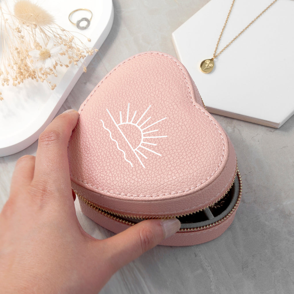Sunset Pink Heart Jewellery Case