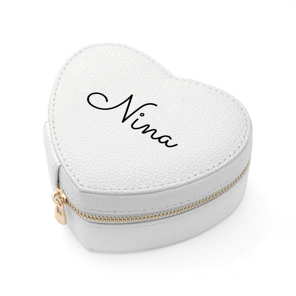 Personalised White Heart Jewellery Case