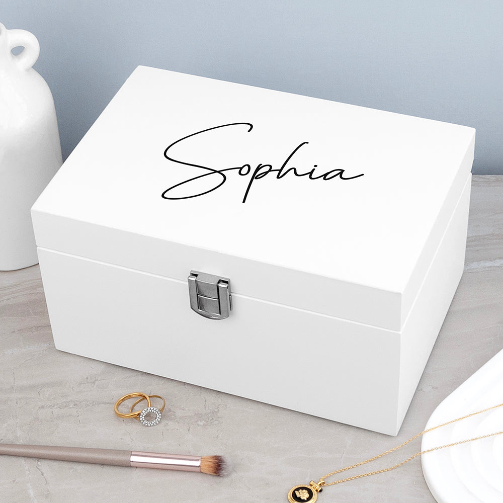 Personalised White Mirrored Jewellery Box