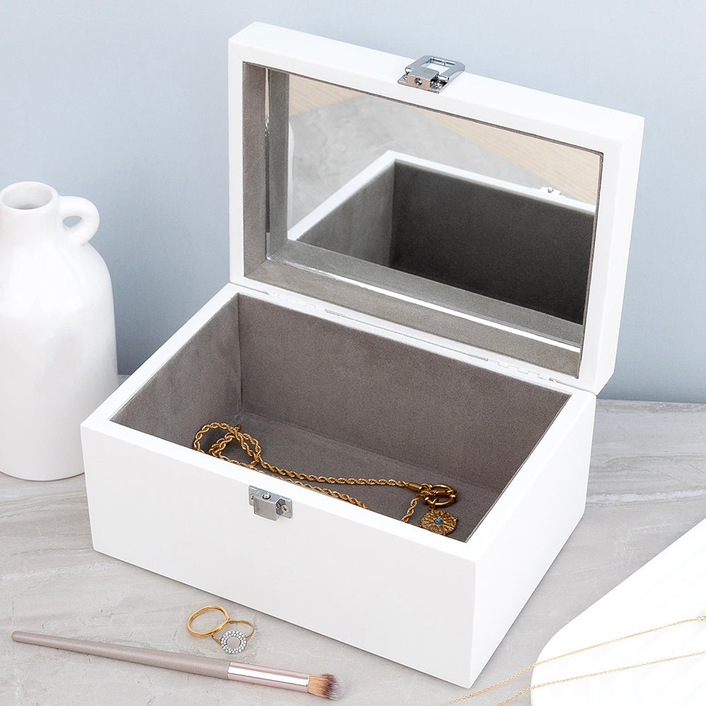 Personalised White Mirrored Jewellery Box