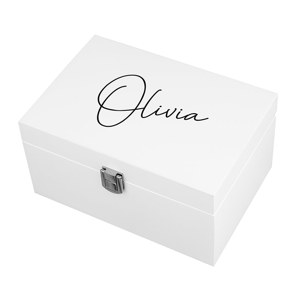 Personalised White Mirrored Jewellery Box