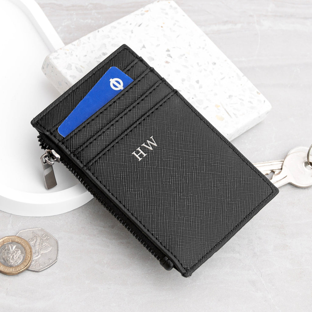 Monogrammed Leather Card Holder for Men
