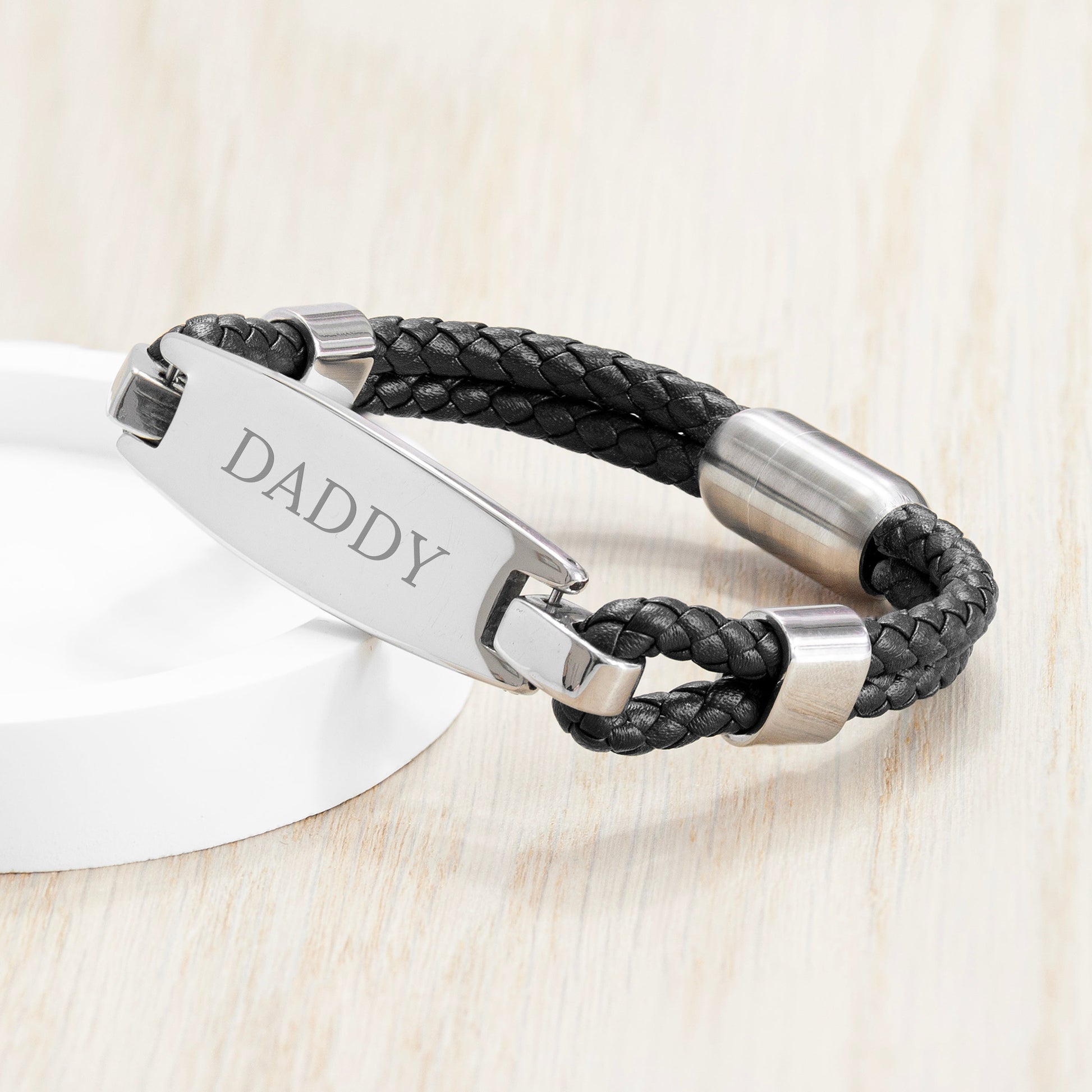 Personalised Men's Leather ID Bracelet