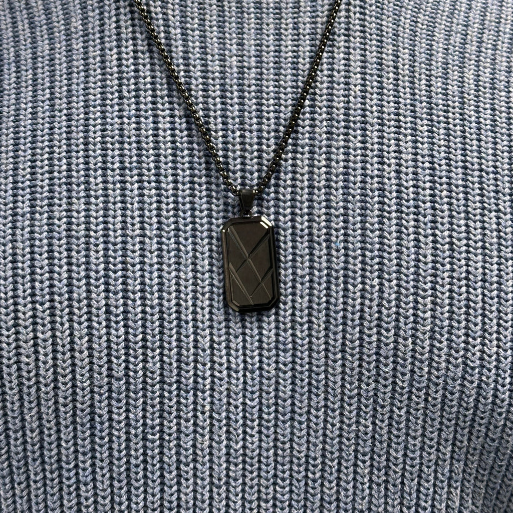 Personalised Men's Contemporary Black Dog Tag Necklace