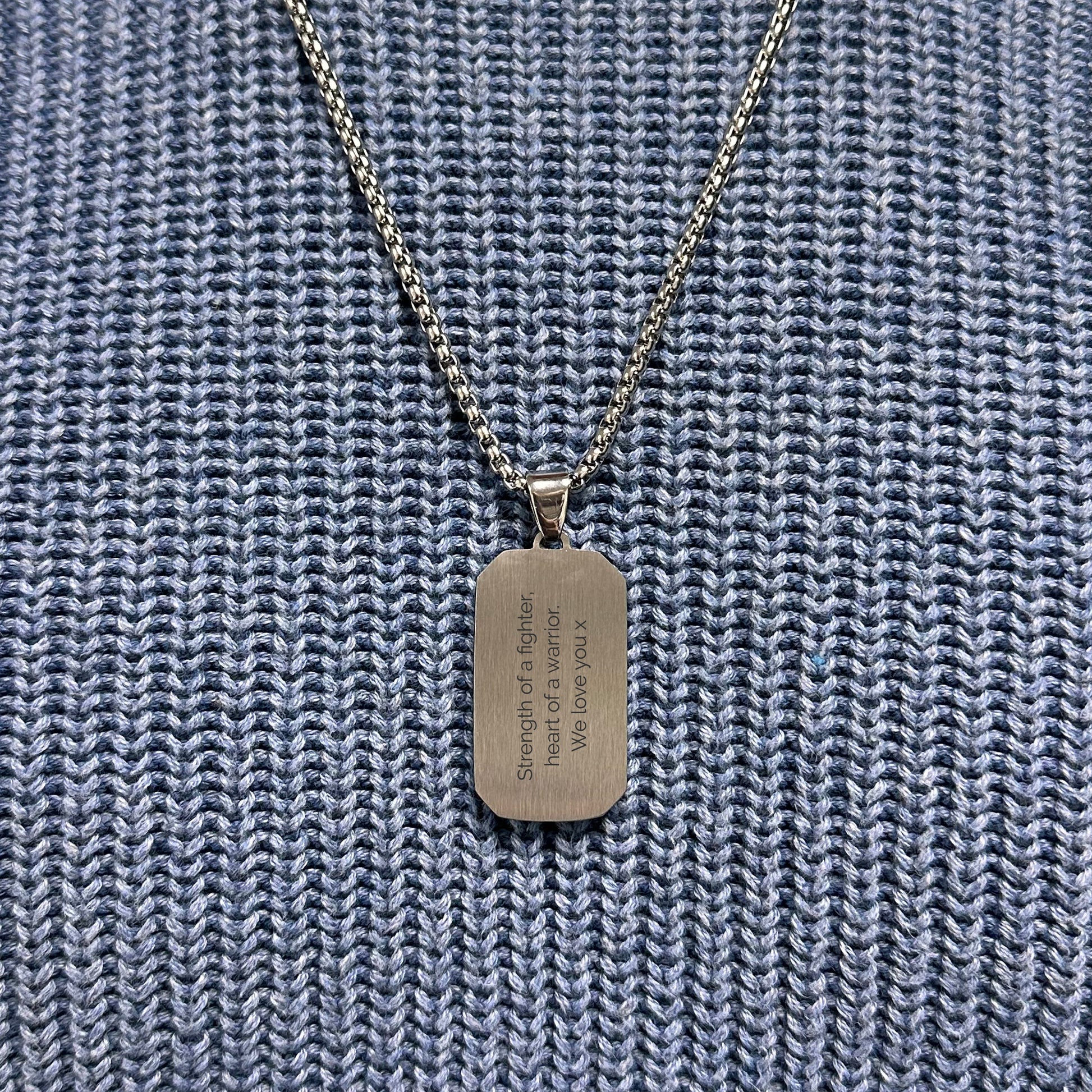 Personalised Men's Contemporary Silver Dog Tag Necklace