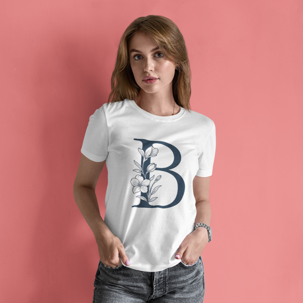 Monogrammed Women's Floral T-Shirt in Organic Cotton