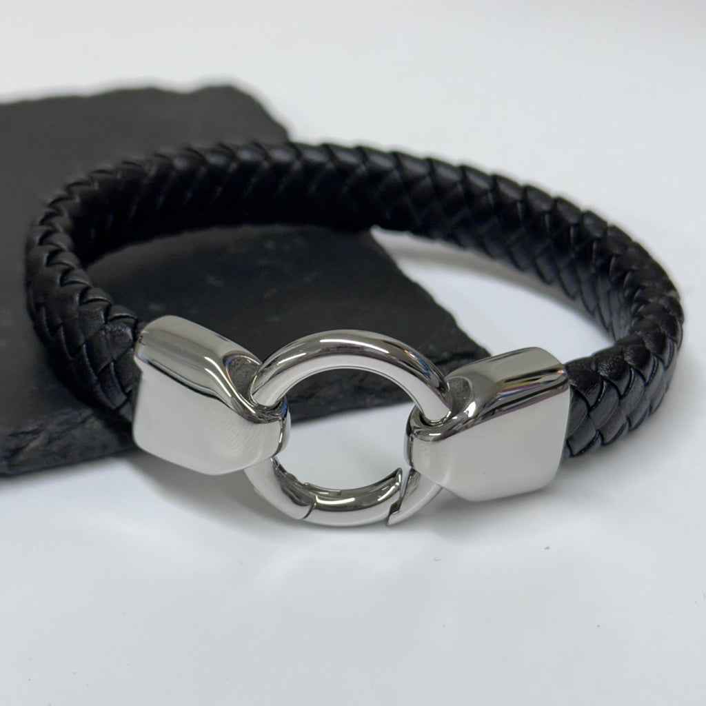 Personalised Men's Eternity Ring Leather Bracelet