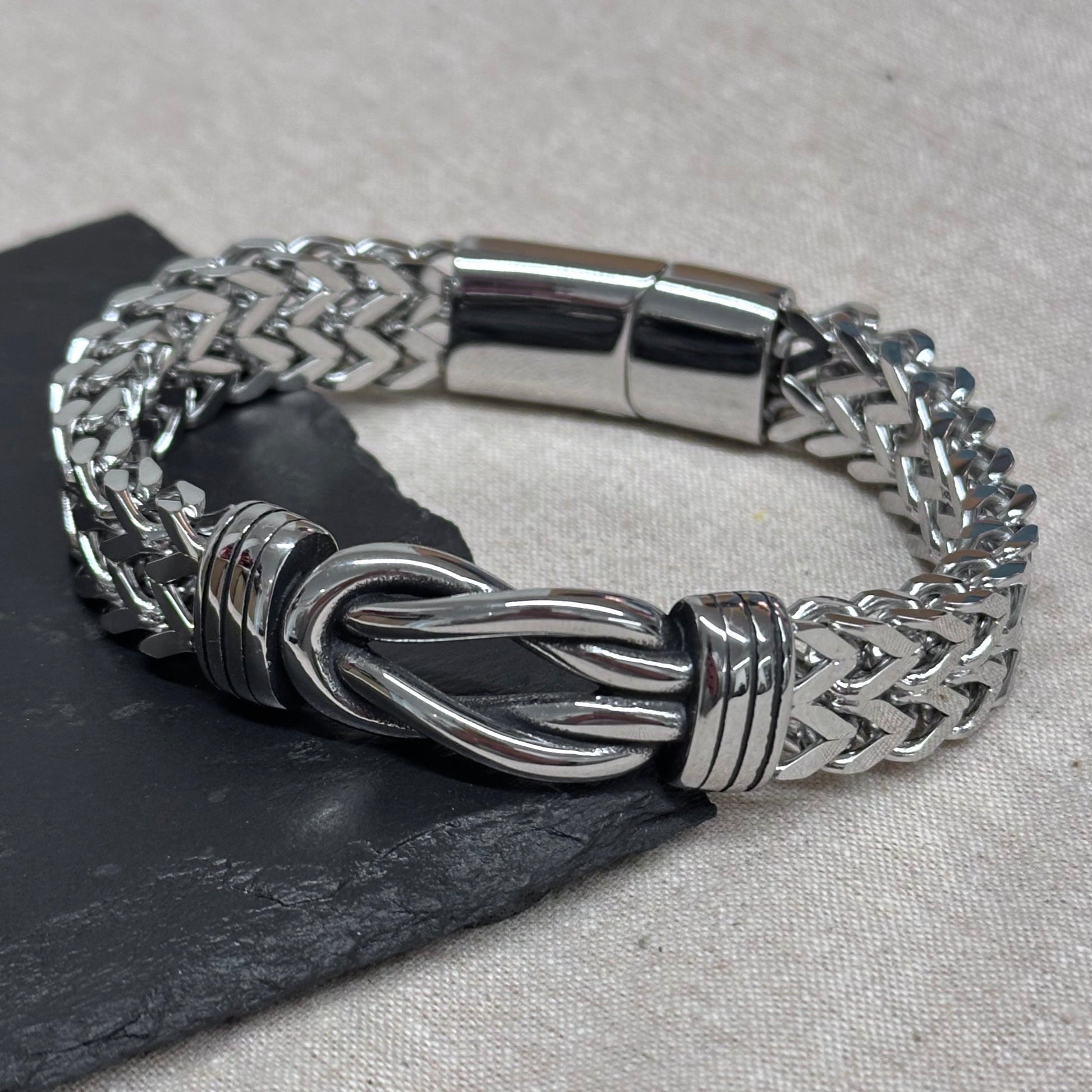 Personalised Men's Woven Stainless Steel Infinity Knot Bracelet