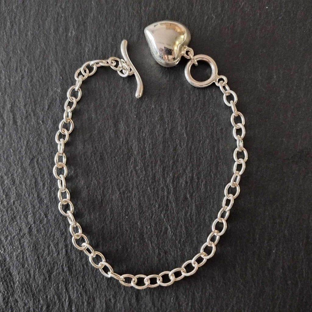 Sterling Silver Heart Charm Bracelet