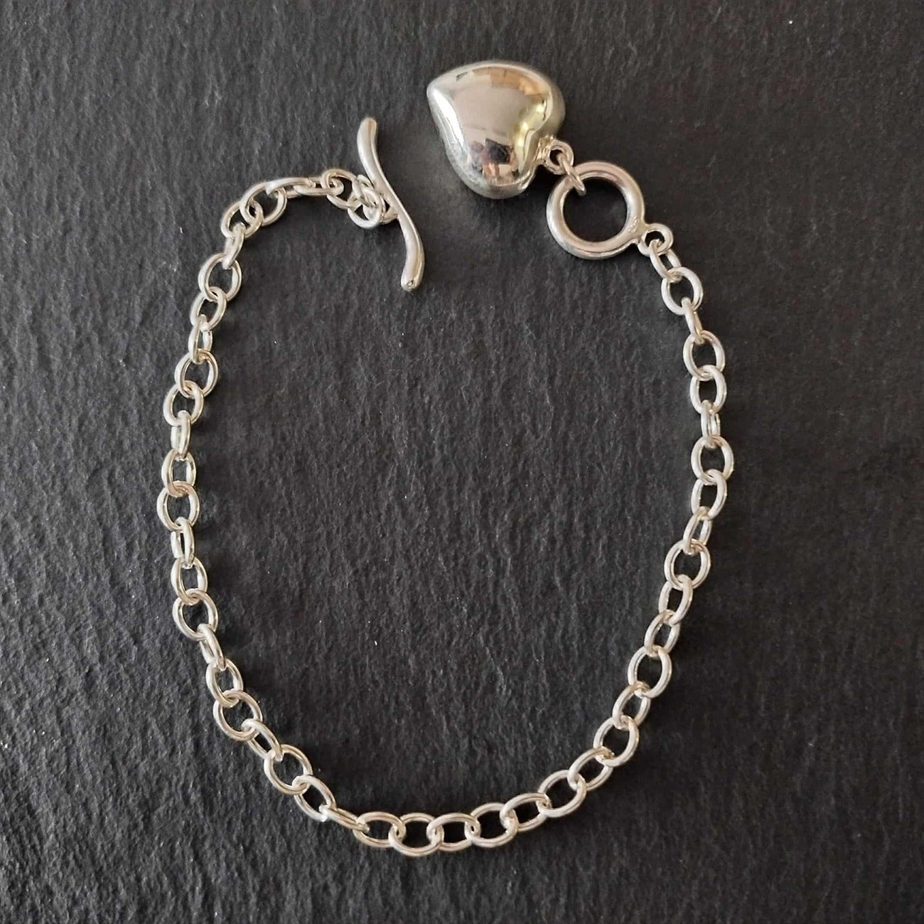 Sterling Silver Heart Charm Bracelet