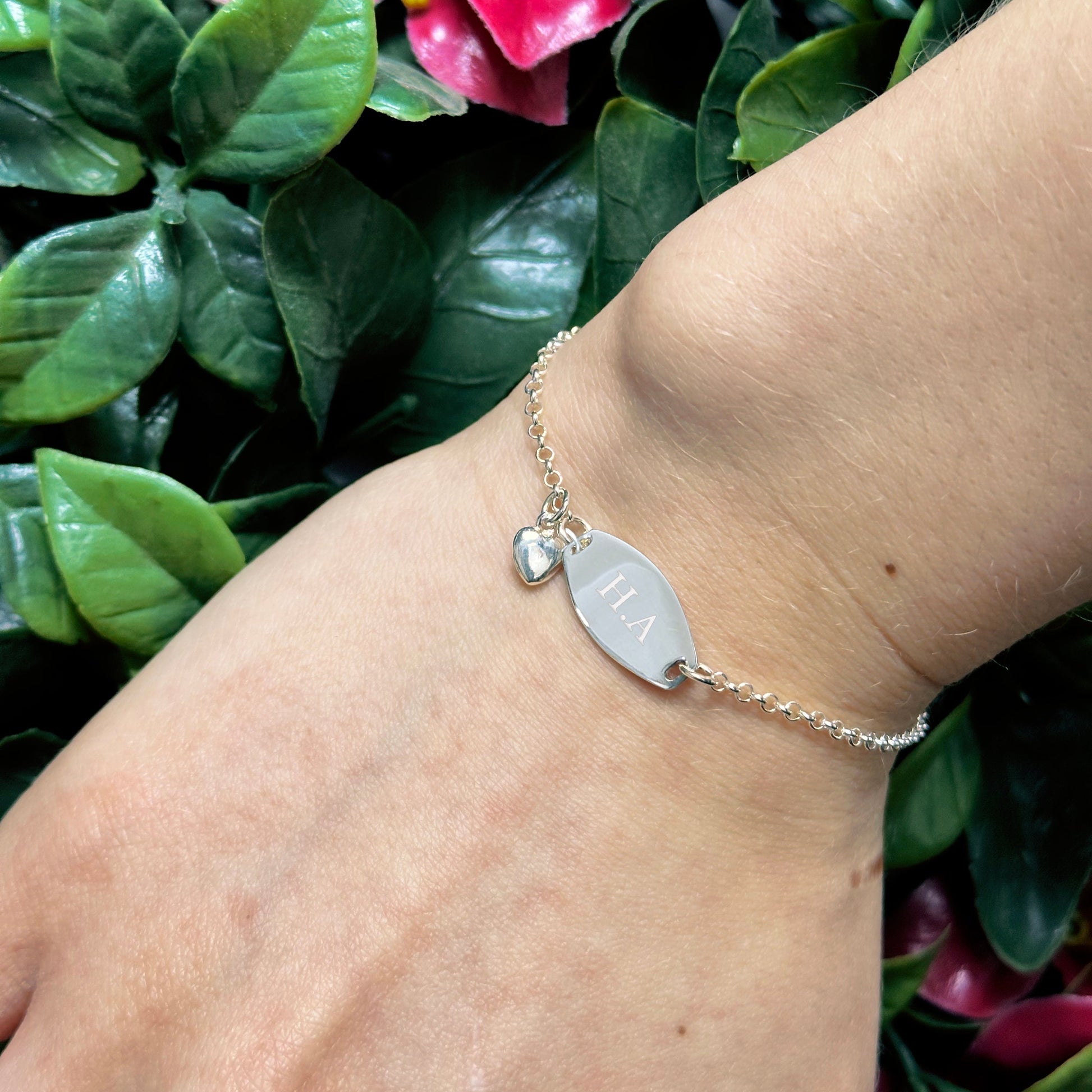 Personalised Kids Sterling Silver Bracelet with Heart Charm