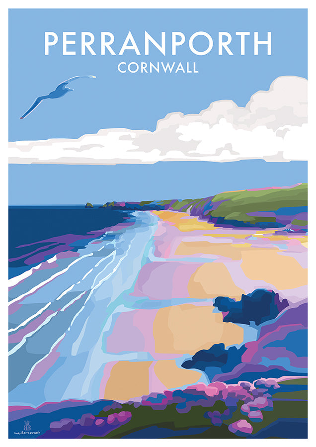 Perranporth Travel Poster and Seaside Print