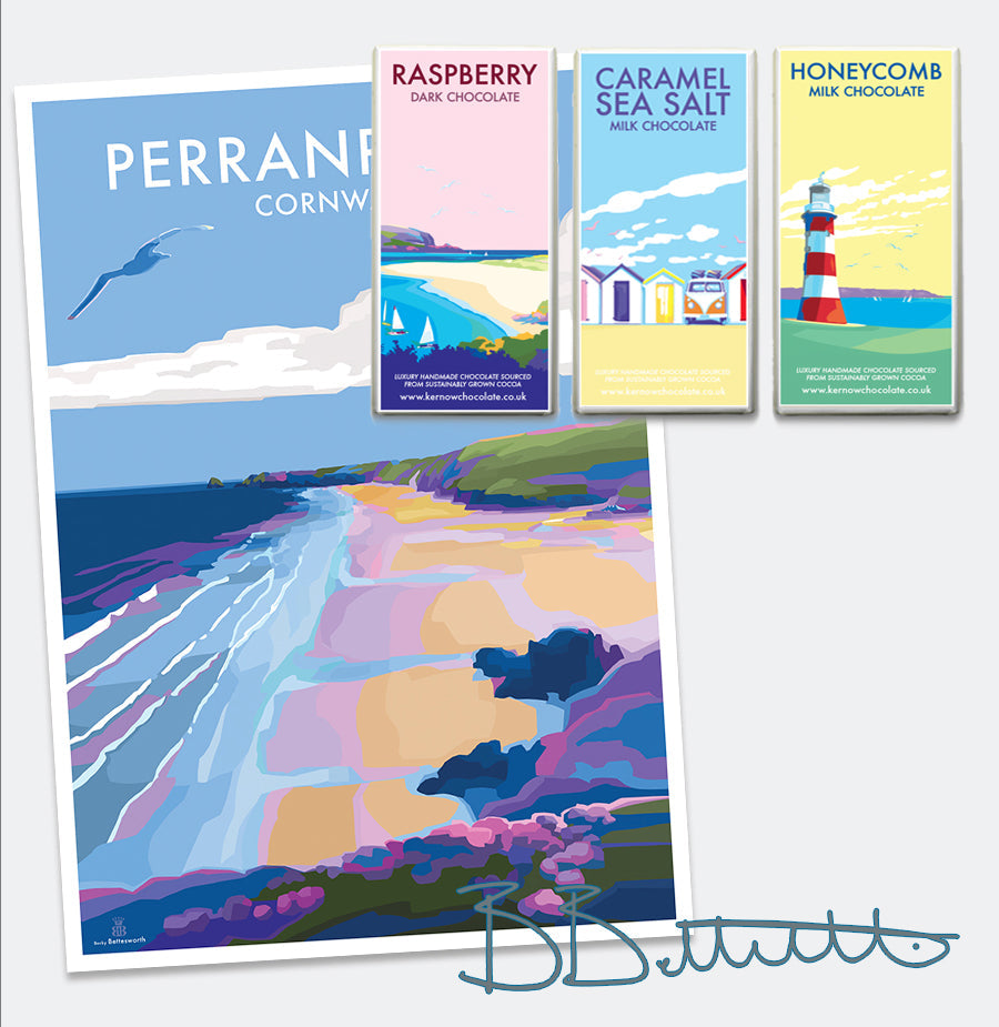 Perranporth Travel Poster and Seaside Print