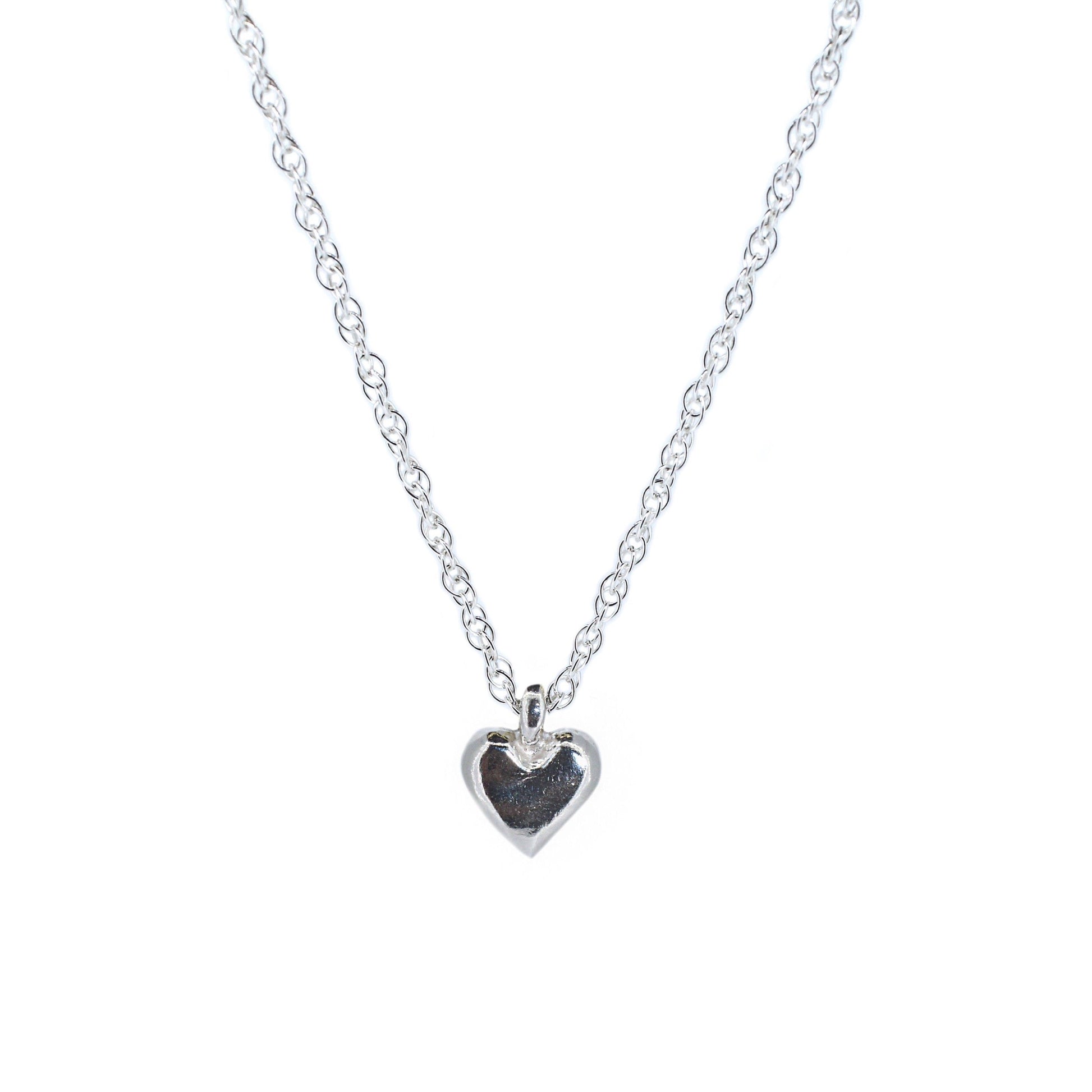 Sweet Heart Rope Chain Necklace in Sterling Silver
