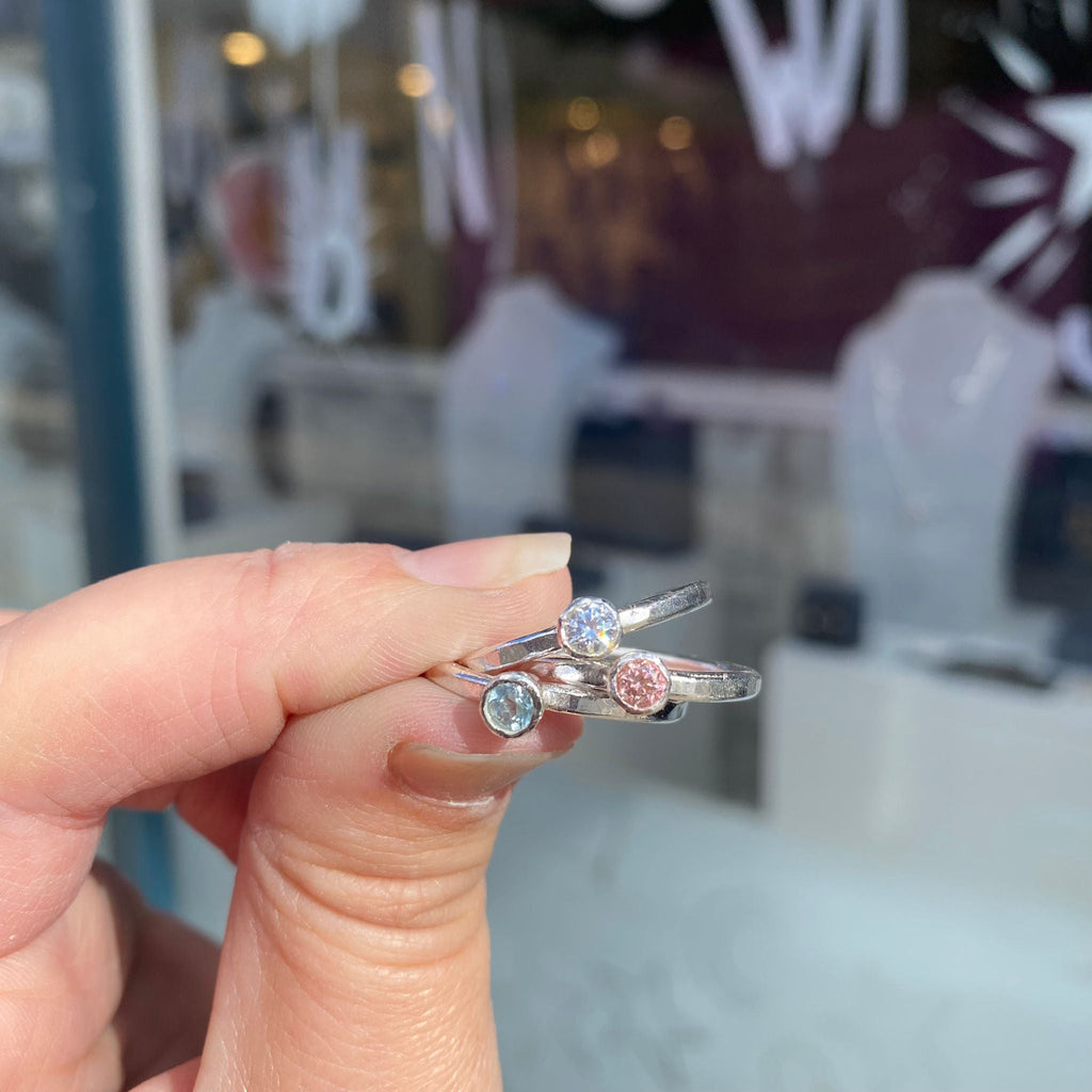 Baby Gemstone Ring in Sterling Silver