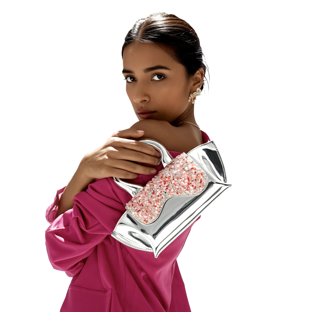 Silver Pink Luxe Mini Crossbody Bag