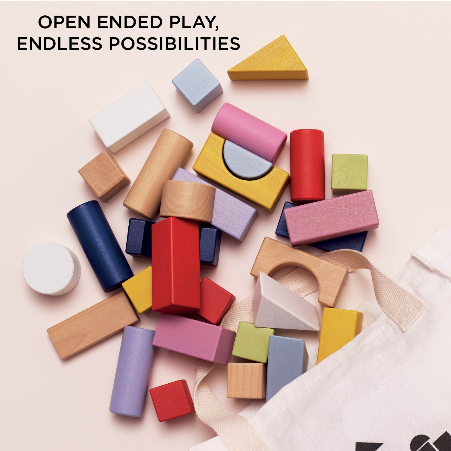 Colourful Wooden Building Blocks Set for Kids 60 Piece