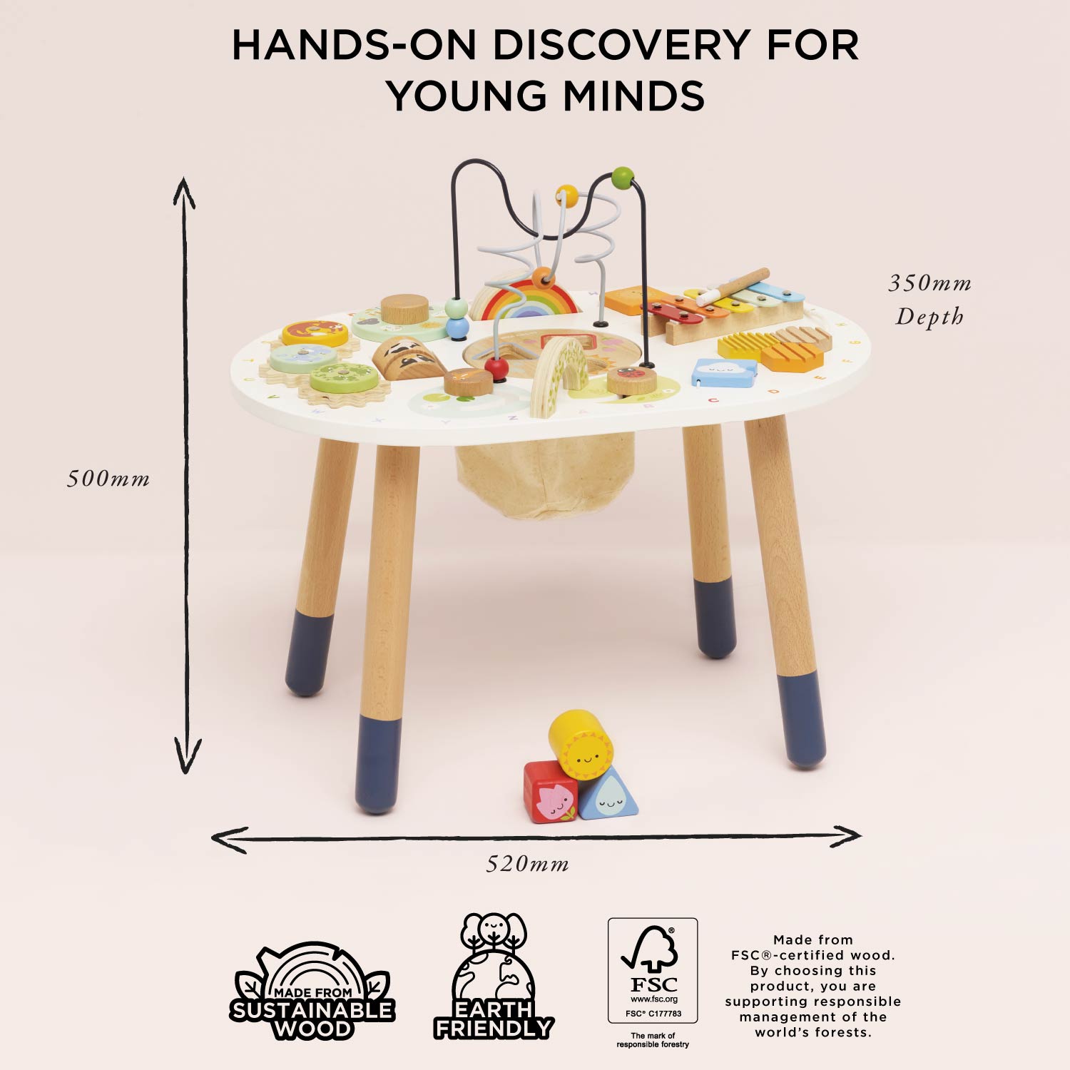 Wooden Sensory Activity Table for Toddlers