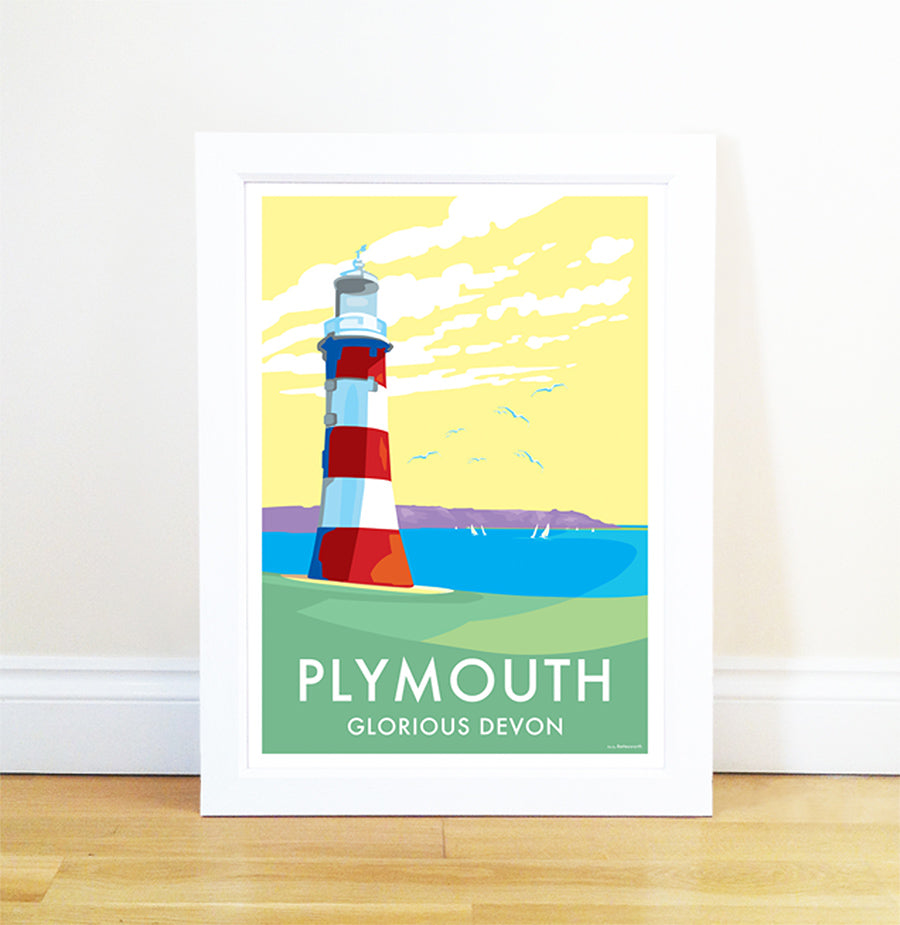 Plymouth Vintage Seaside Travel Poster Print