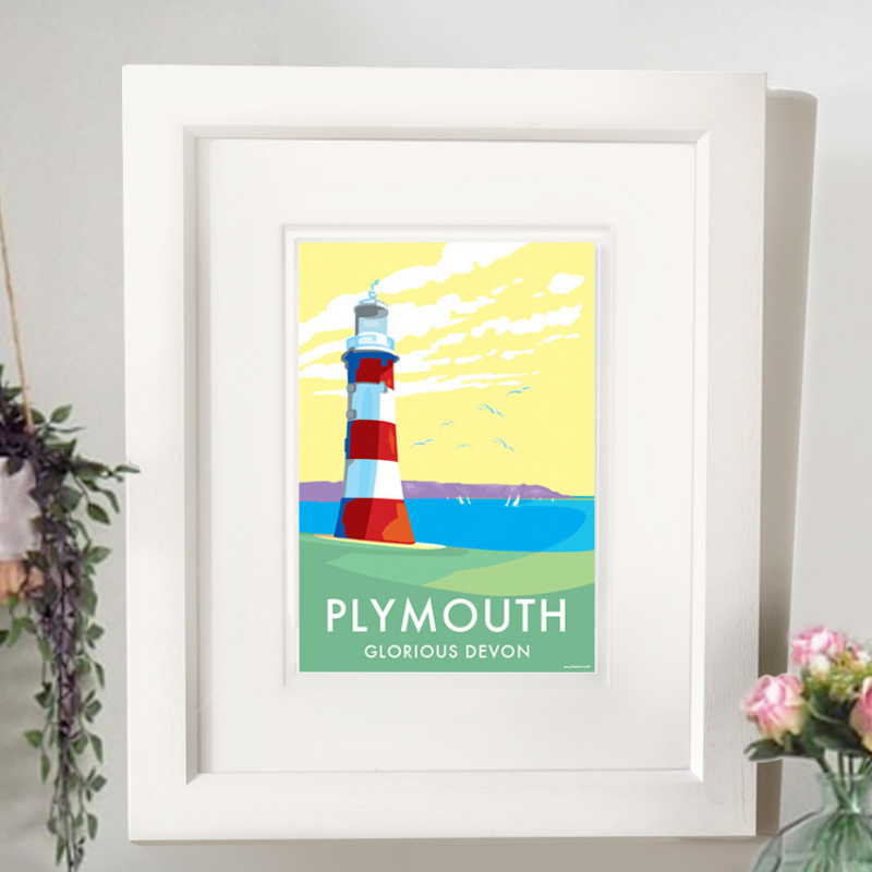 Plymouth Vintage Seaside Travel Poster Print