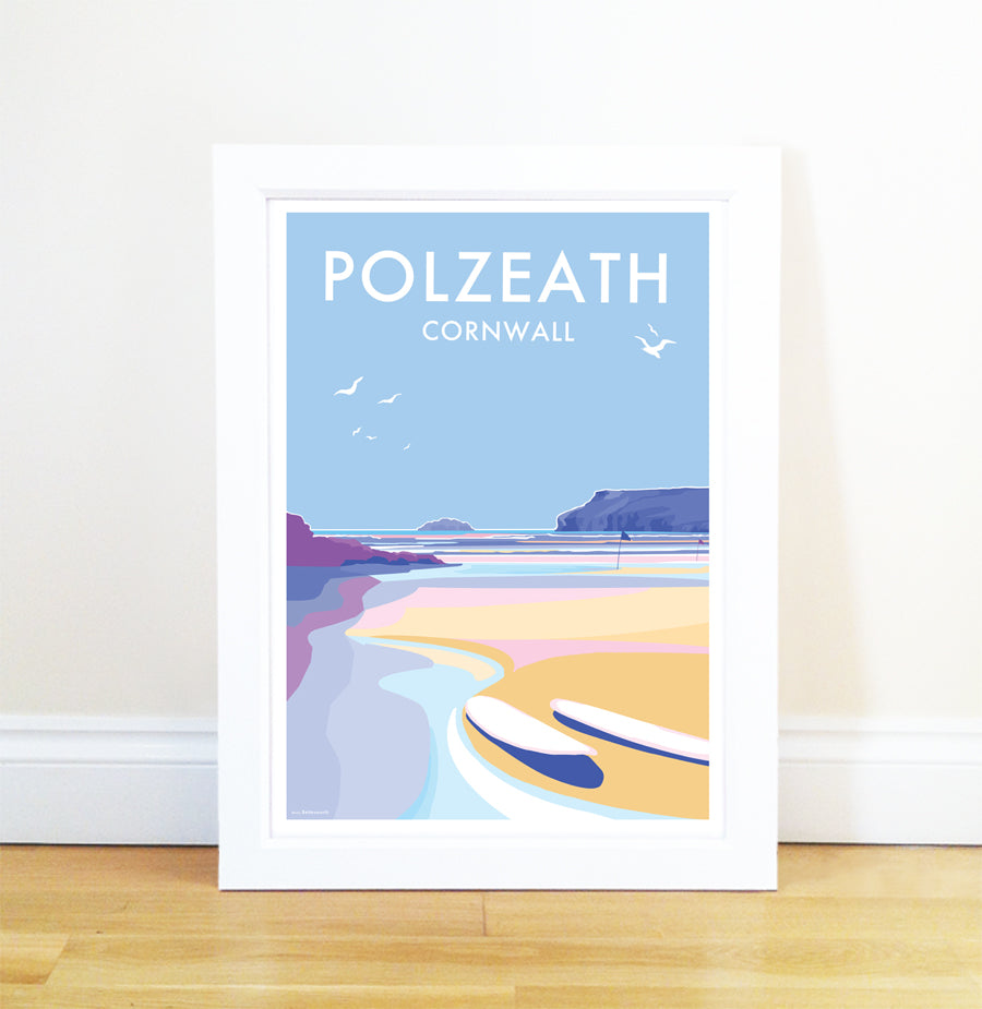 Polzeath Vintage Seaside Travel Poster Print