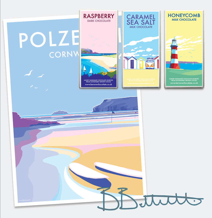 Polzeath Vintage Seaside Travel Poster Print