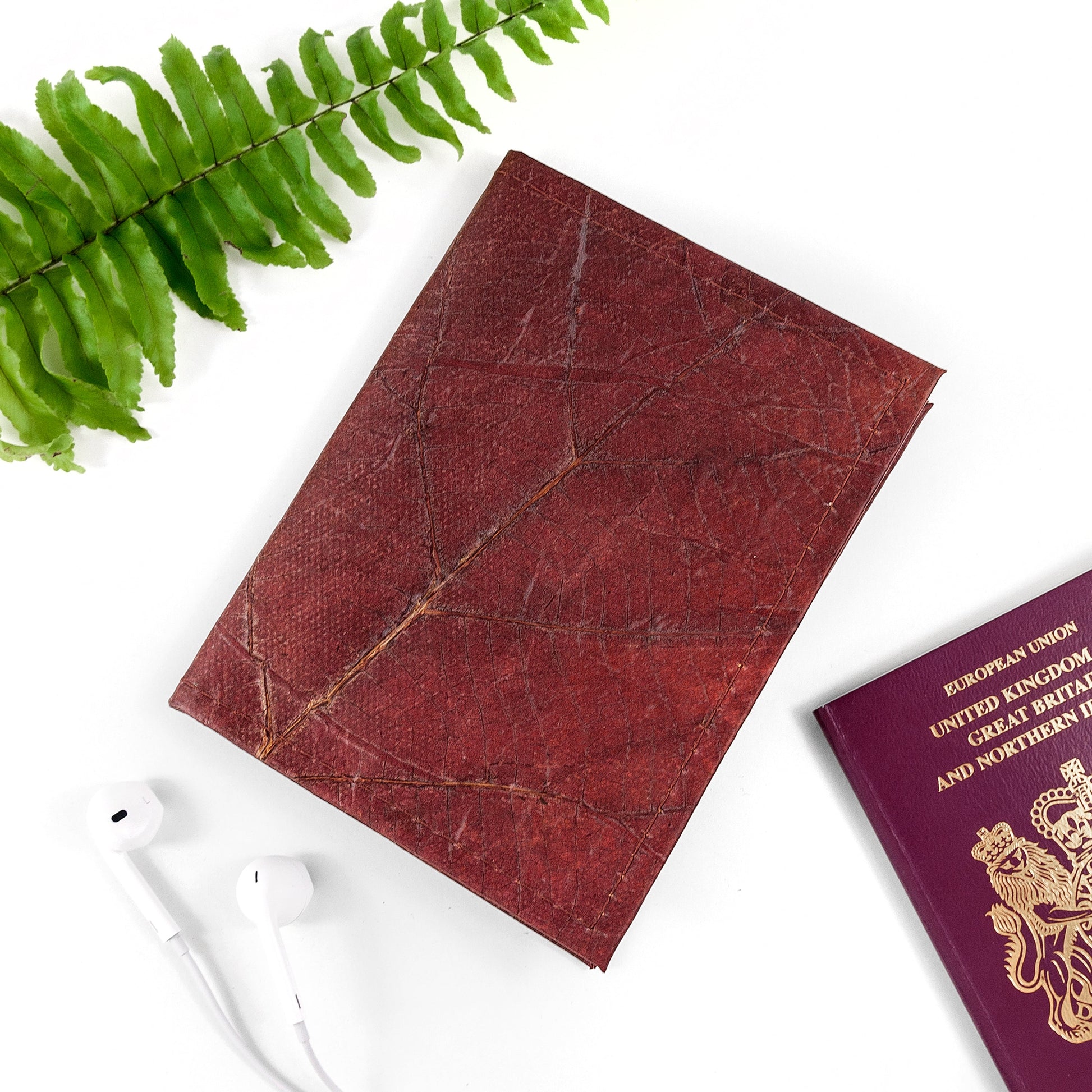 Vegan Teak Leaf Leather Passport Cover