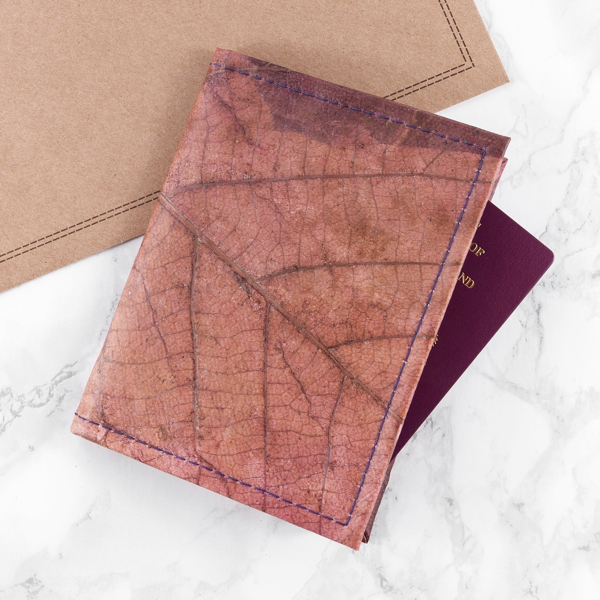 Vegan Teak Leaf Leather Passport Cover