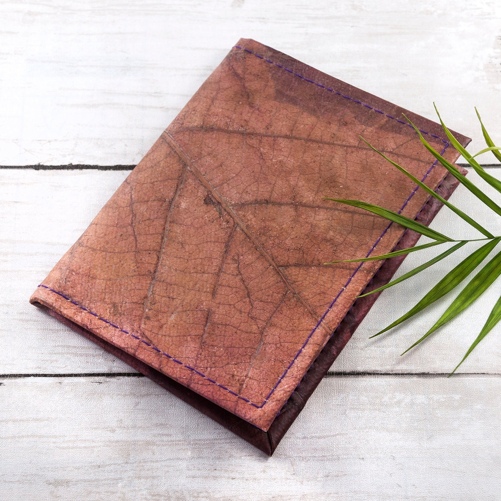 Vegan Teak Leaf Leather Passport Cover