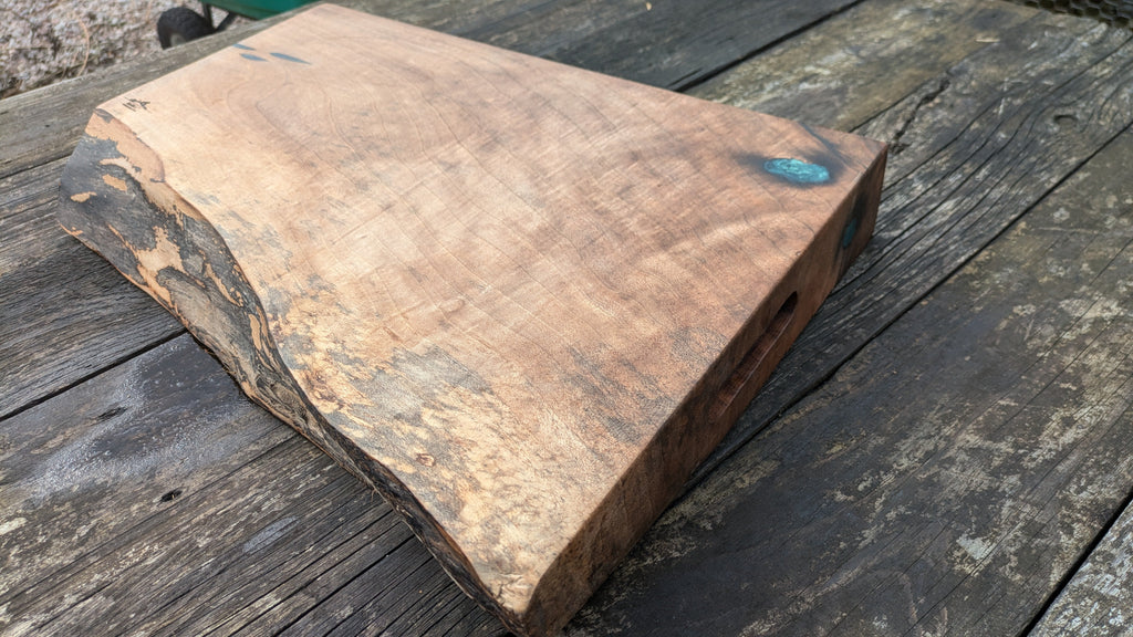 English Walnut Serving Board with Turquoise Highlights