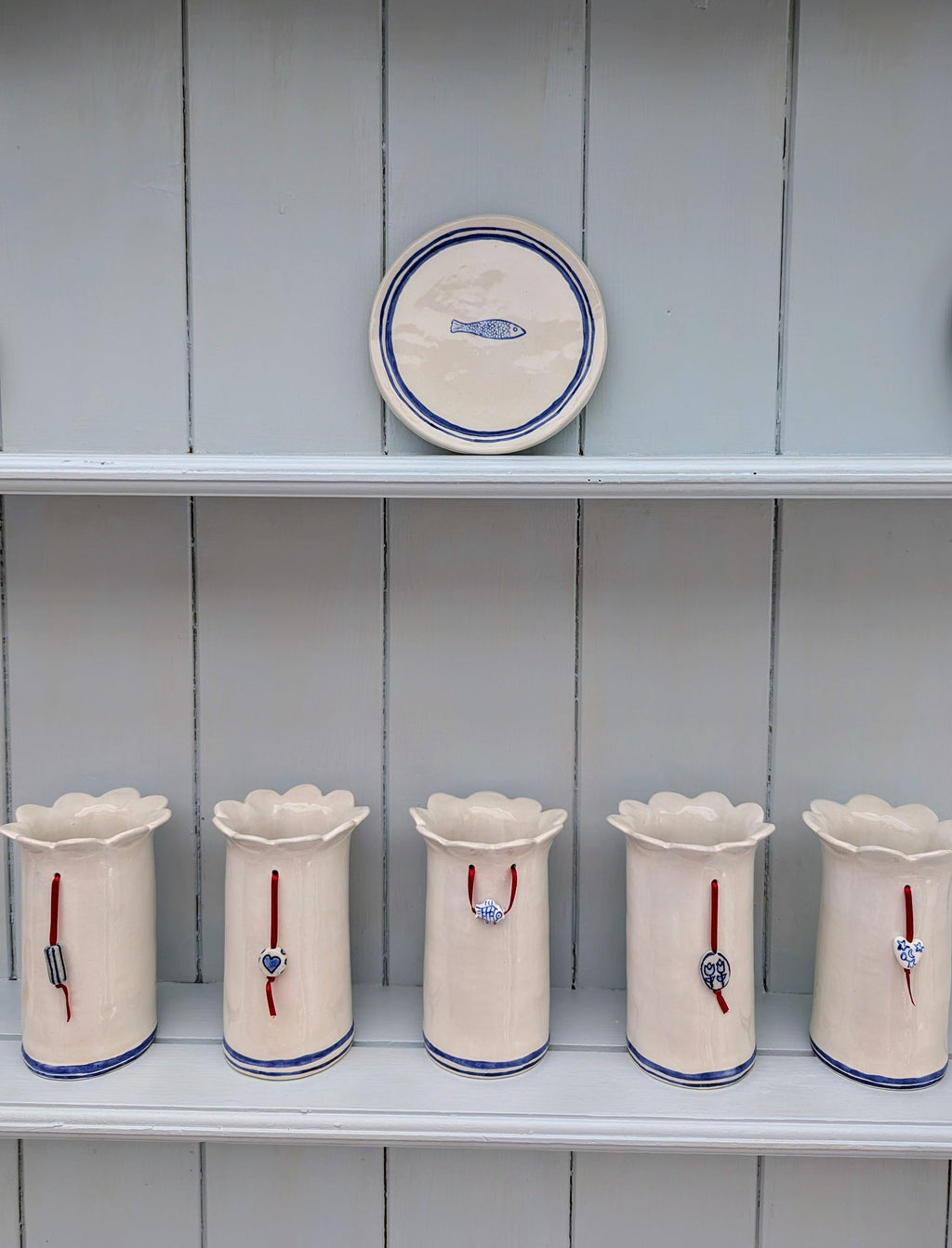 Blue and White Daisy Vase