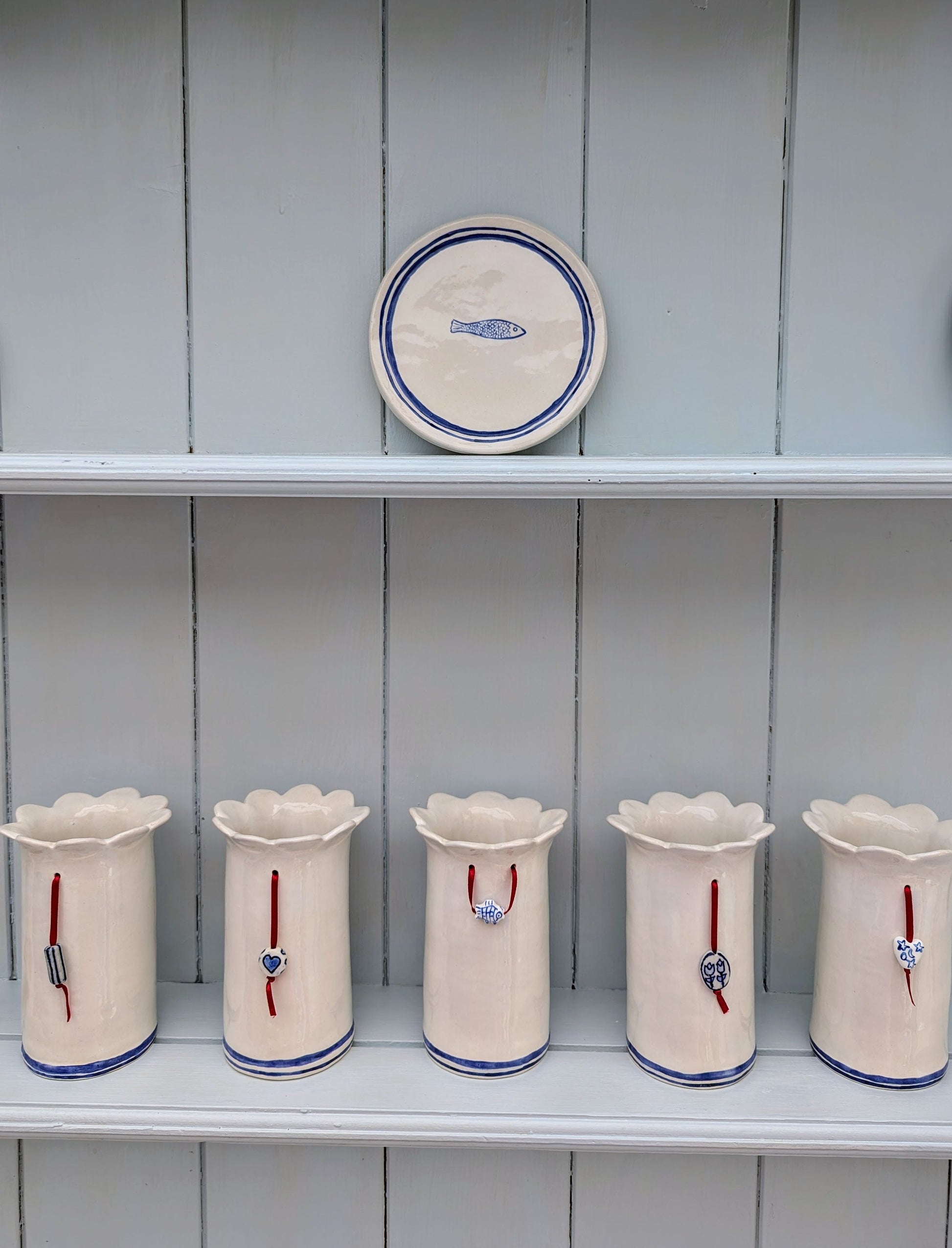 Blue and White Daisy Vase