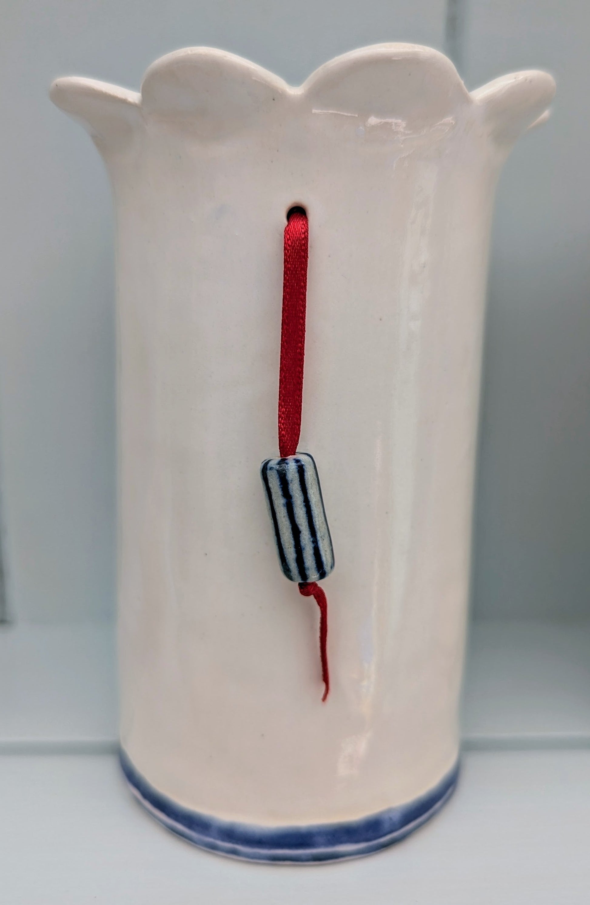 Blue and White Daisy Vase