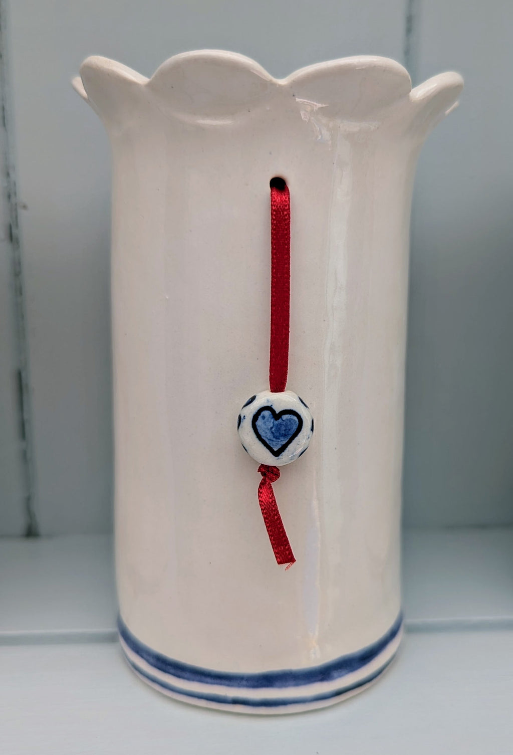 Blue and White Daisy Vase