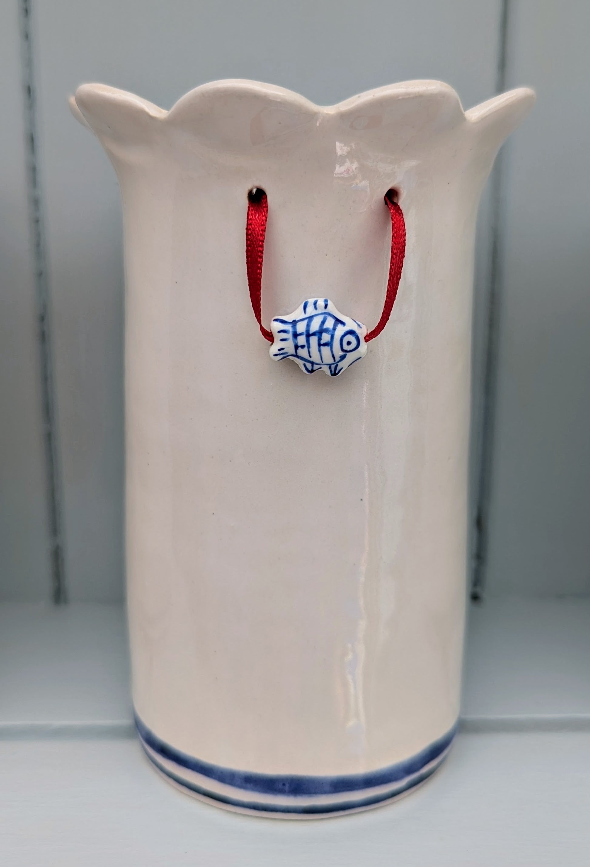 Blue and White Daisy Vase