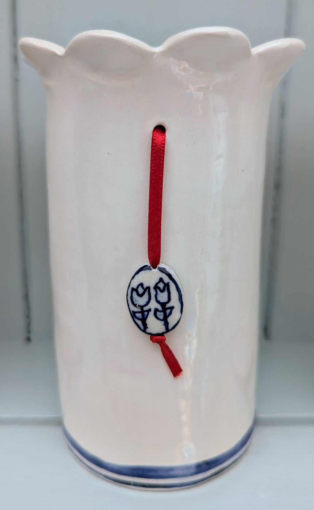 Blue and White Daisy Vase