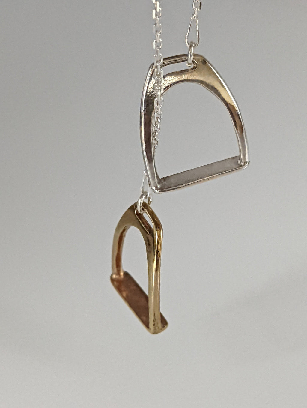 Silver Steed Two Stirrups Necklace