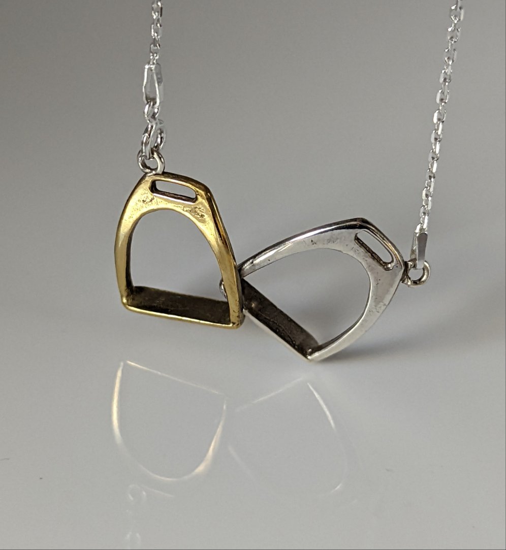 Silver Steed Two Stirrups Necklace