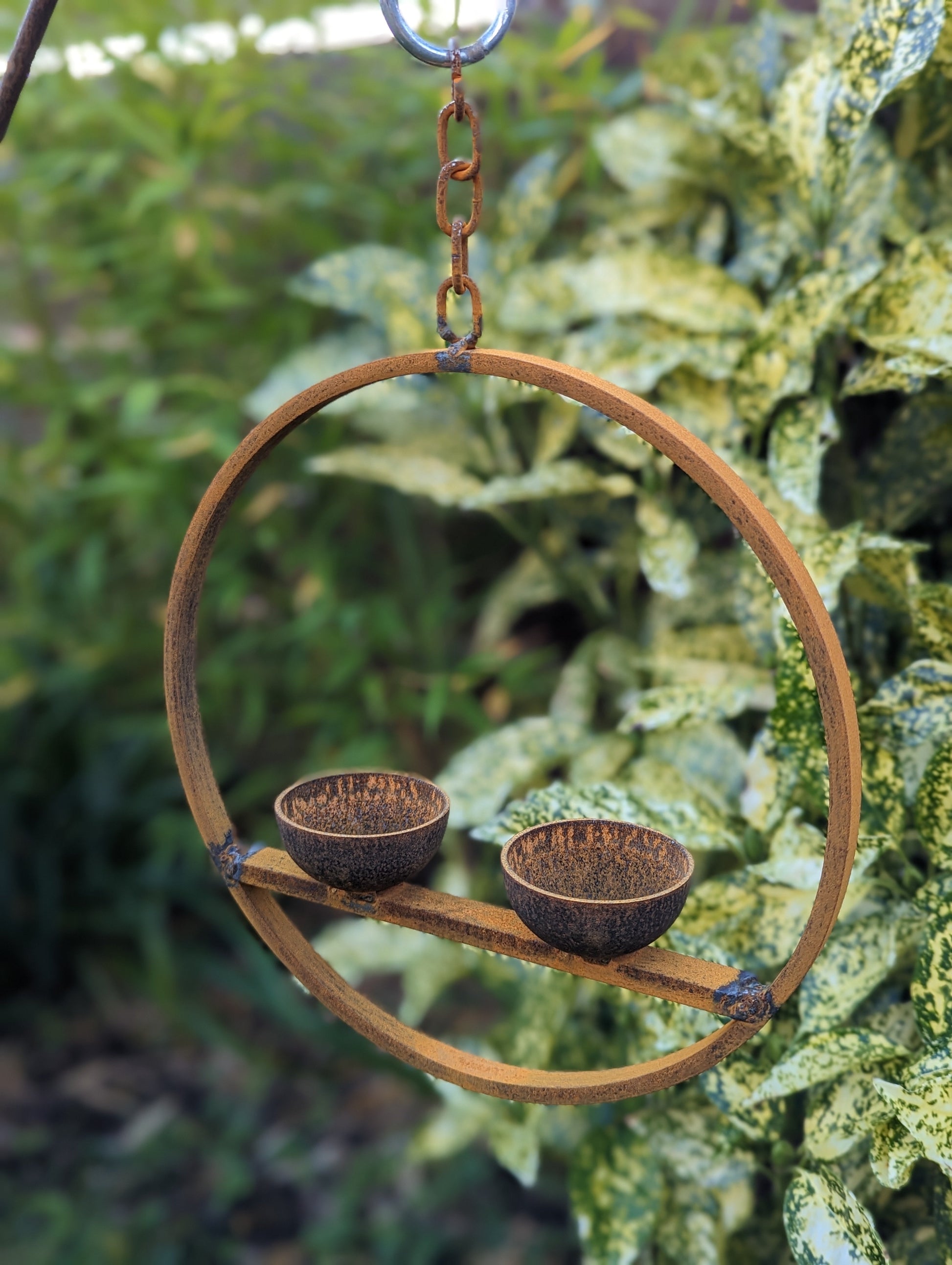 Double Hanging Metal Bird Feeder Ring