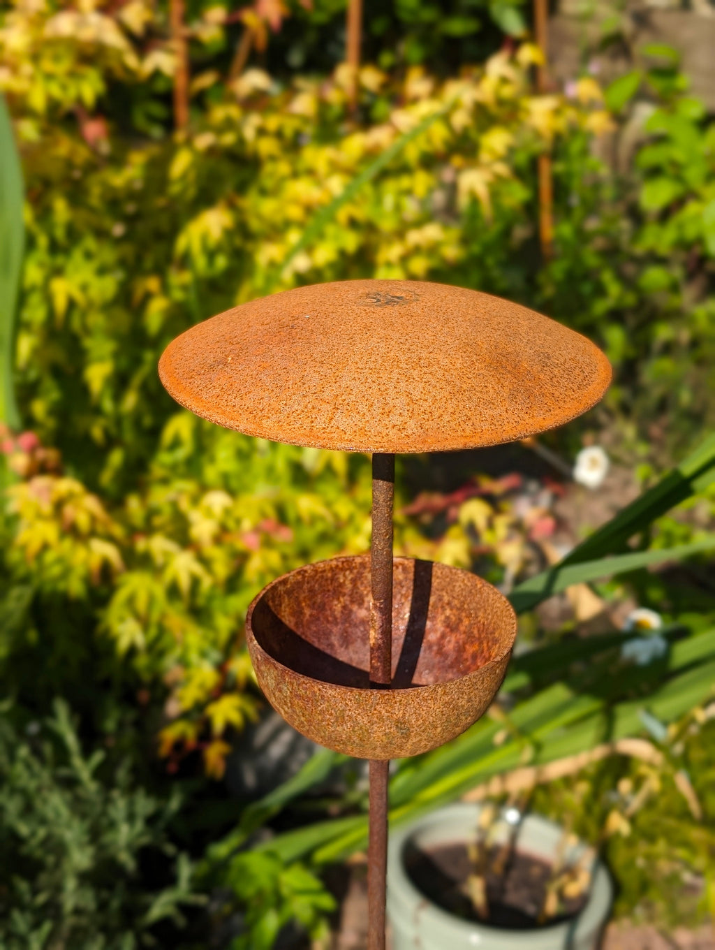 Rusty Metal Bird Feeding Stake
