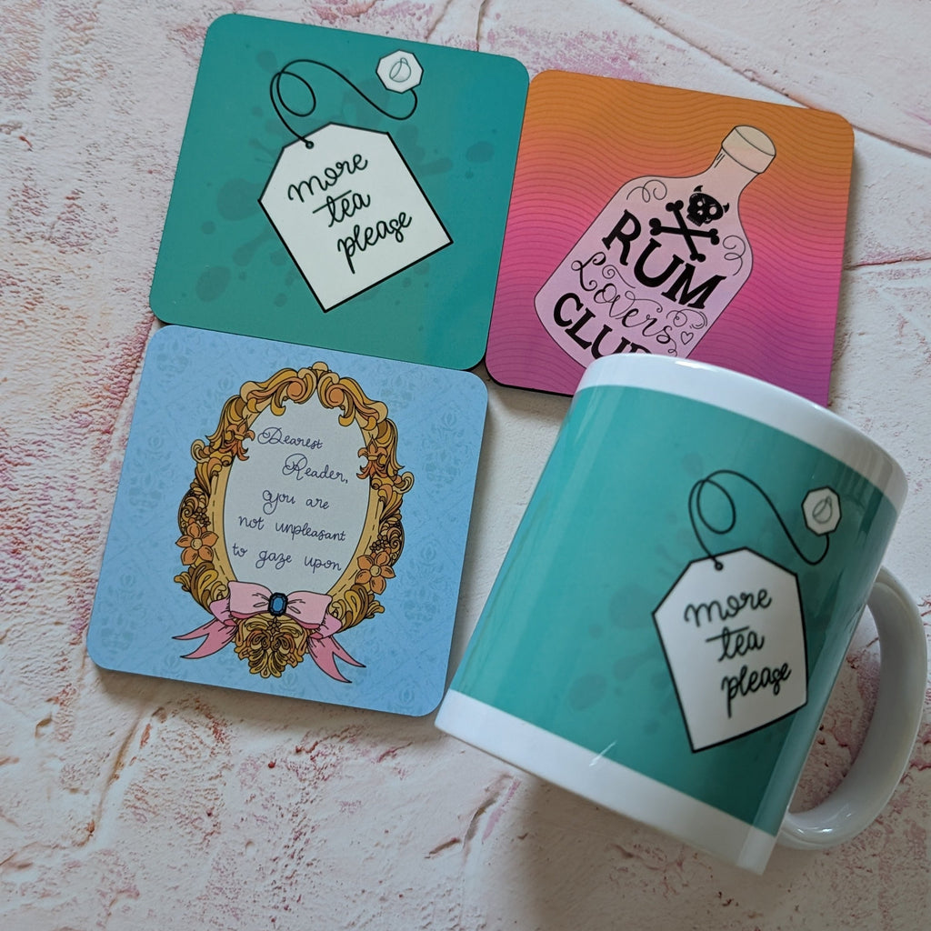 Rum Lovers Club Square Coaster with Sunset Design