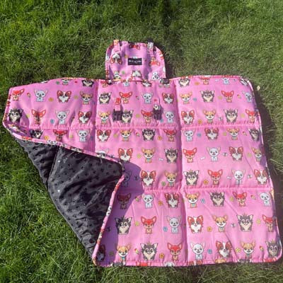 Roll and Go Signature Pink Padded Chihuahua Print Travel Mat