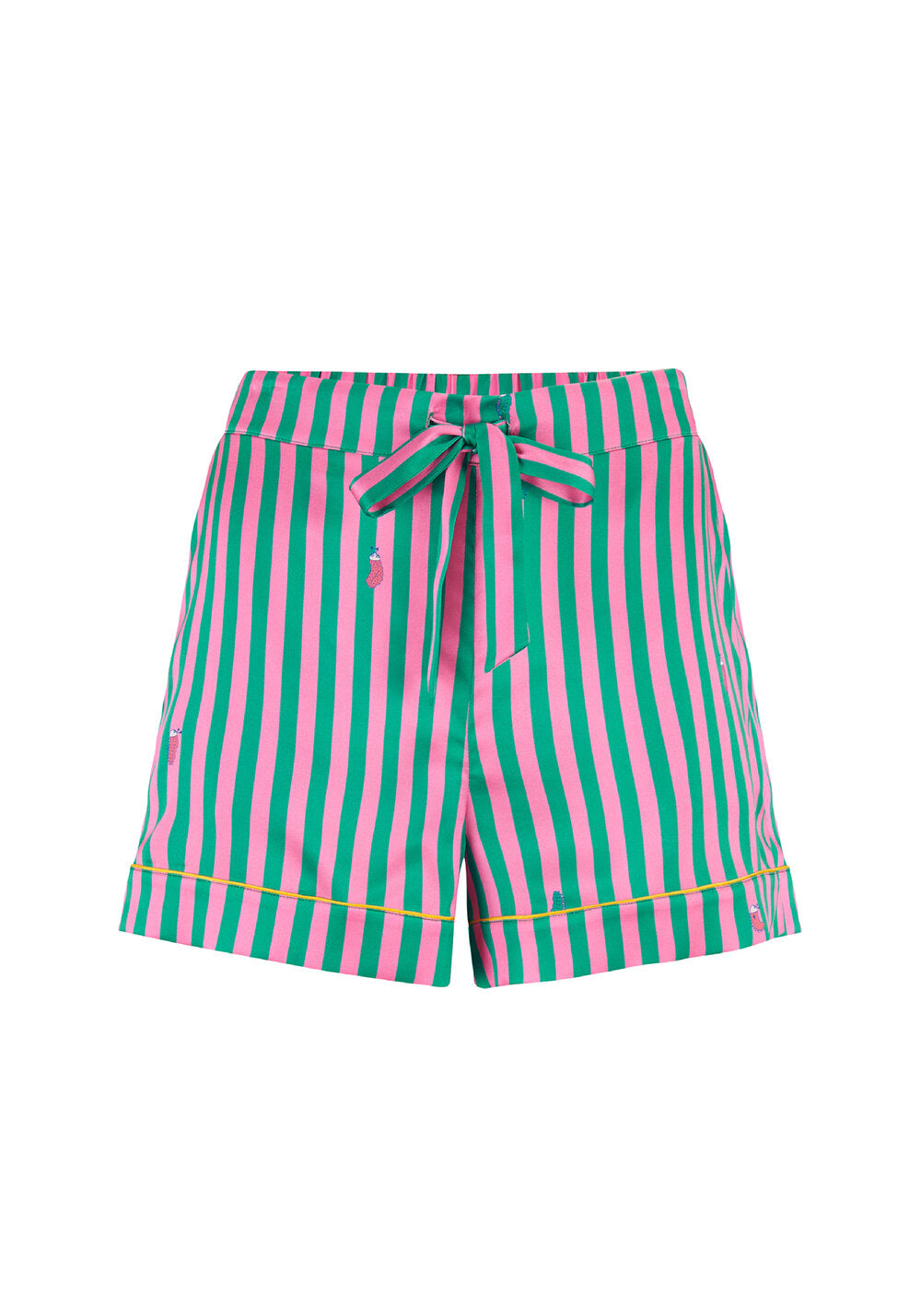 Rosie Flamingo Stripe Silk Shorts