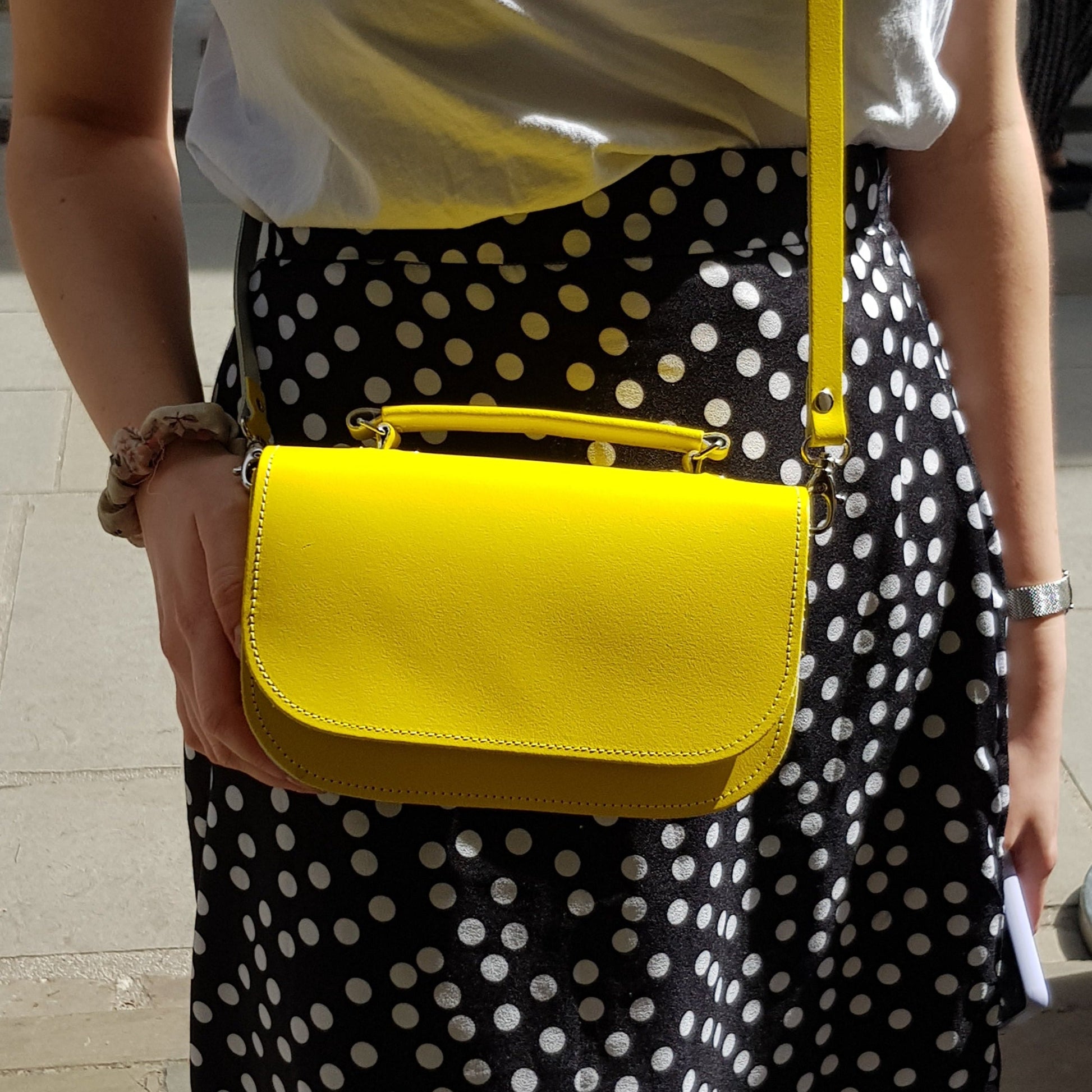 Handmade Leather Bag in Daffodil Yellow