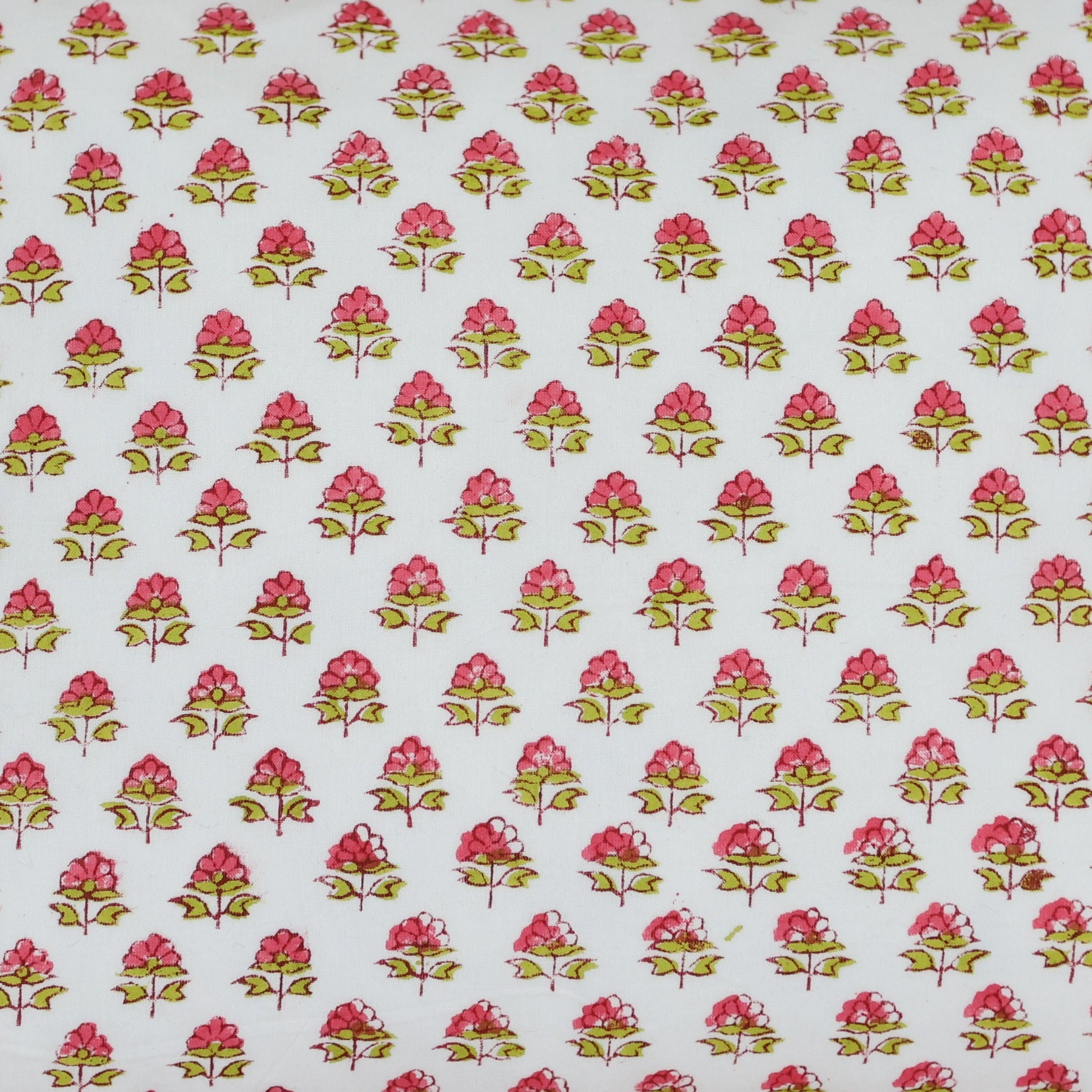 Pink Flower Wash Bag in Block Print Cotton with Waterproof Lining