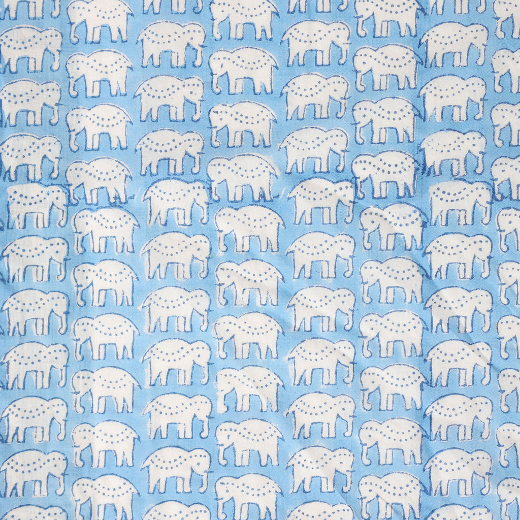 Blue Elephant Wash Bag in Hand Block Print Cotton