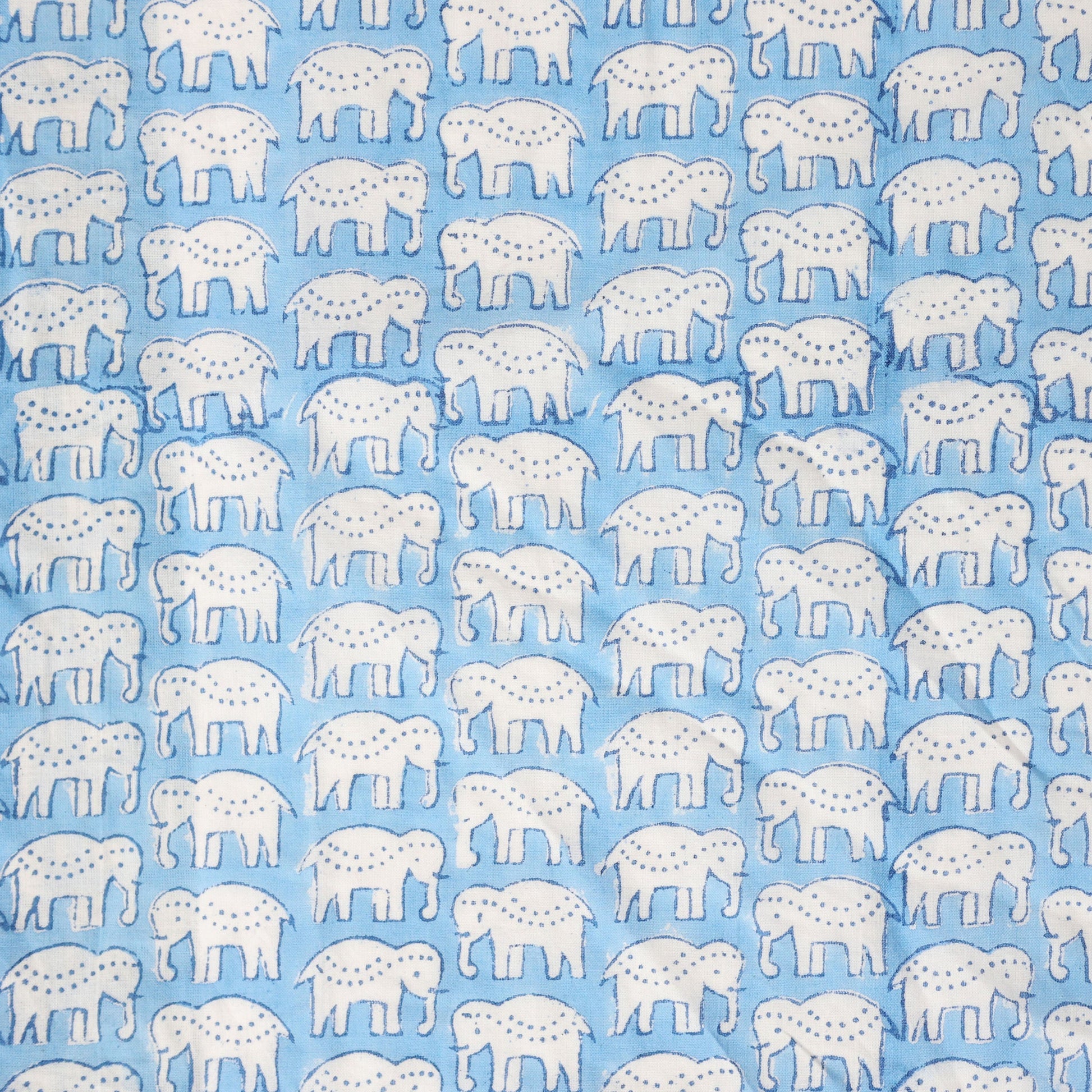Blue Elephant Wash Bag in Hand Block Print Cotton
